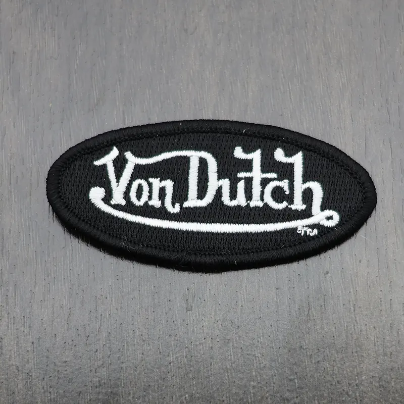 Custom design and make Black with white text words patches - view 2