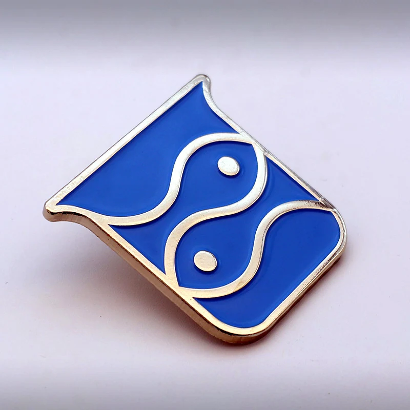 Blue fish of the sea lapel pin with soft enamel in deep blue and polished silver finish