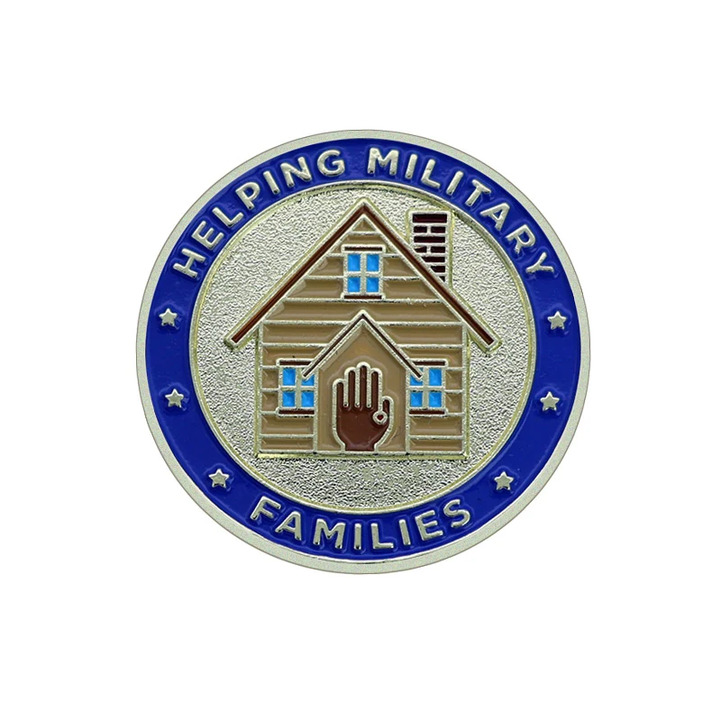 Set of four custom House of Hope lapel pins in different plating finishes