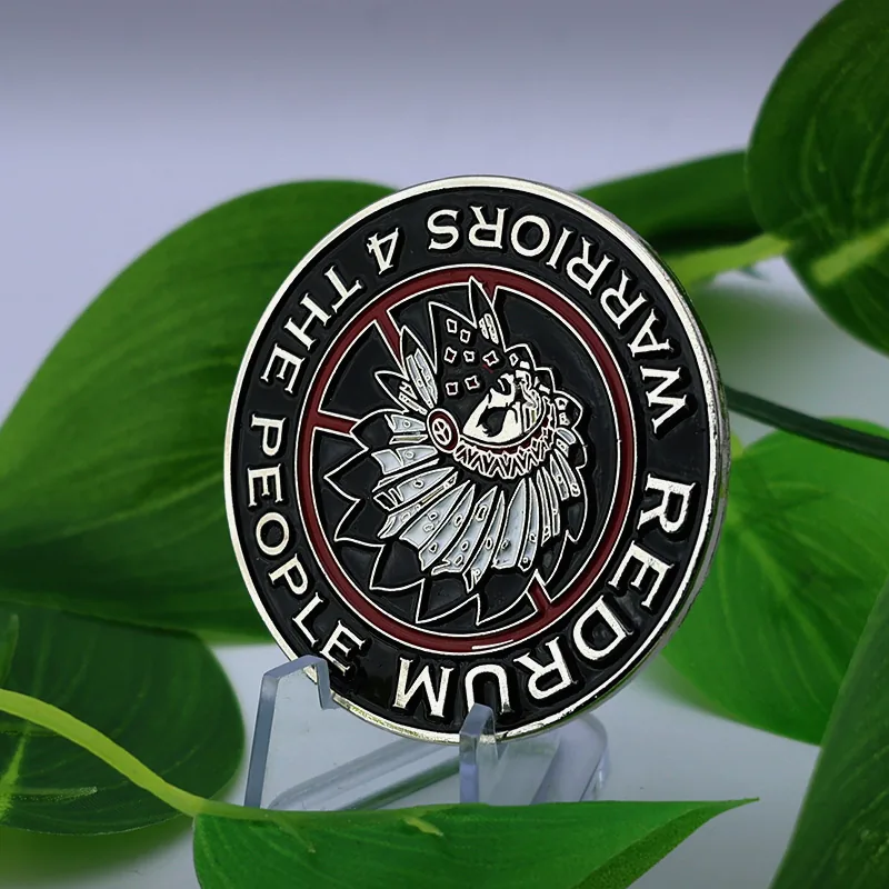 Side view of a custom round lapel pin with epoxy dome and polished gold plating