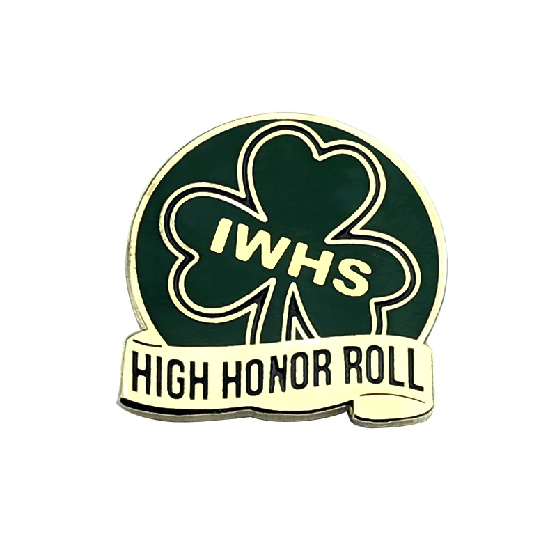 Lapel pin displayed on a fabric lapel with a close-up of the enamel detail