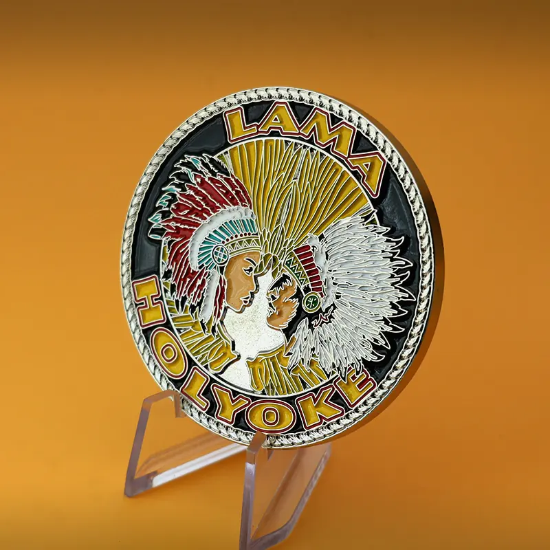 Packaged challenge coins in individual bags with a printed label