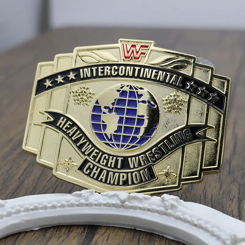Set of custom world earth lapel pins in silver and gold finishes with individual packaging