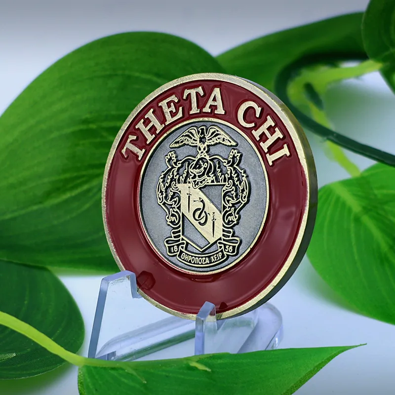 Close-up of the eagle's wing and facial features on a custom challenge coin