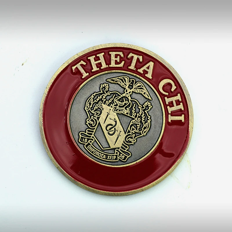 Custom die struck eagle challenge coin with polished gold finish and soft enamel colour fill