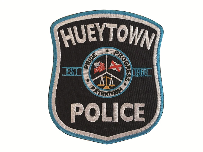 Custom 3 inch police patch with full embroidery and package edge, showing detailed badge design and clean stitched edges