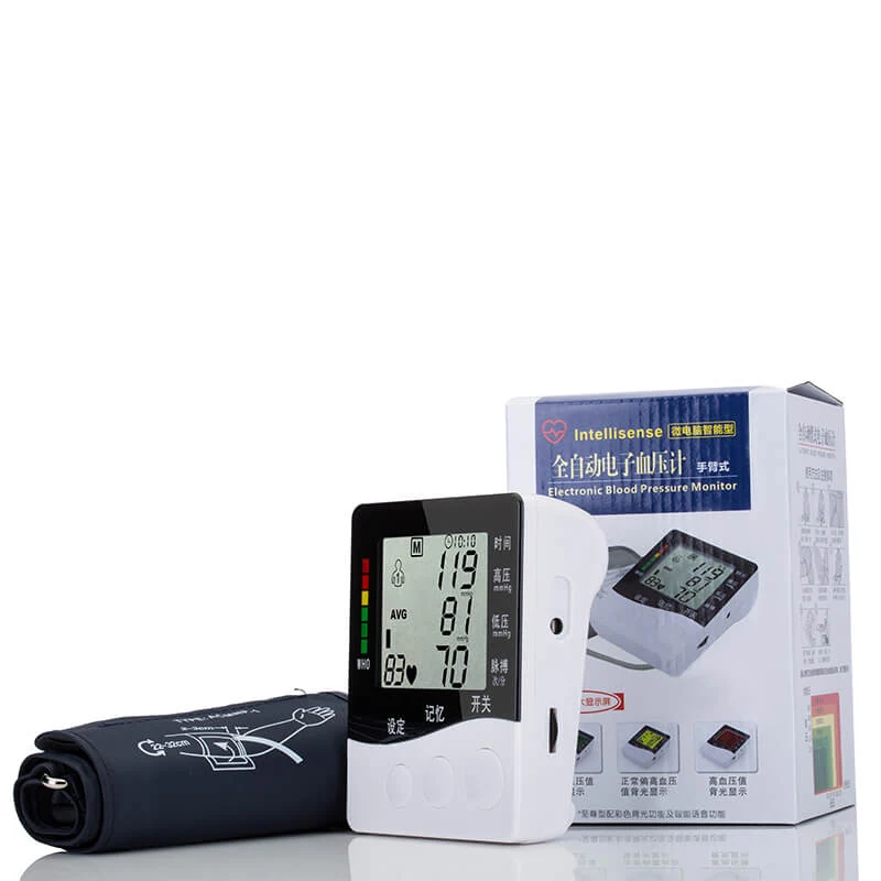 Digital blood pressure monitor with LCD display and cuff