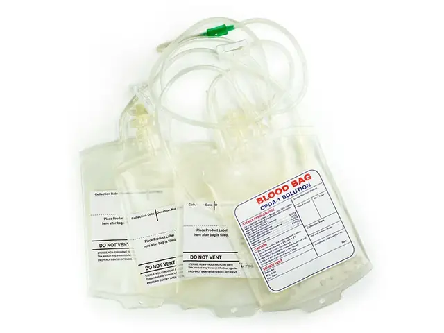 Blood collection bag set with tubing and needle