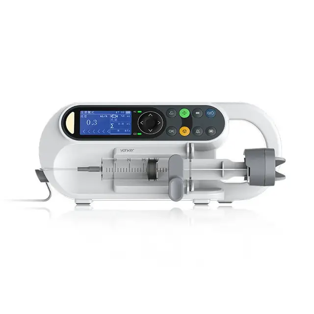 Veterinary syringe pump with syringe clamp and display