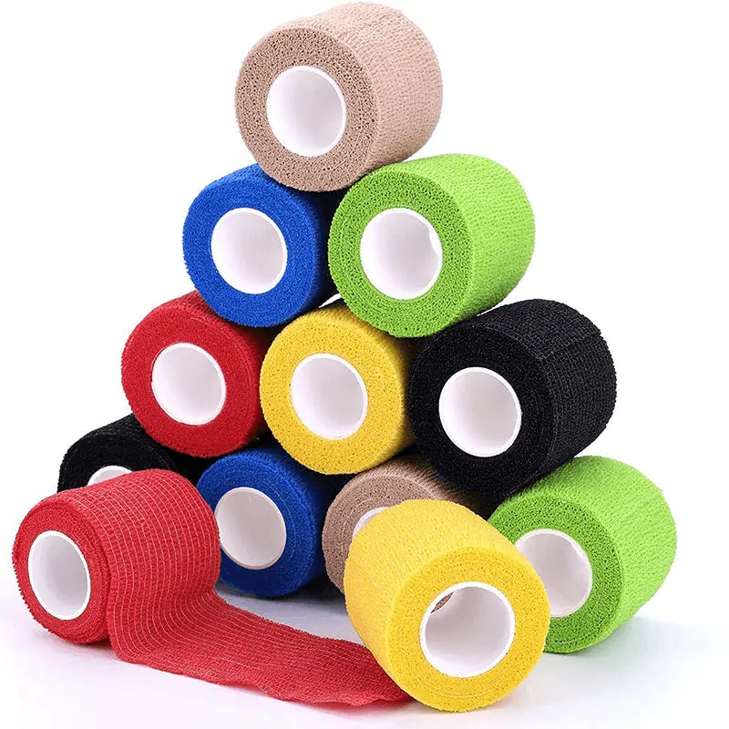 Elastic bandage applied to a joint for sprain compression
