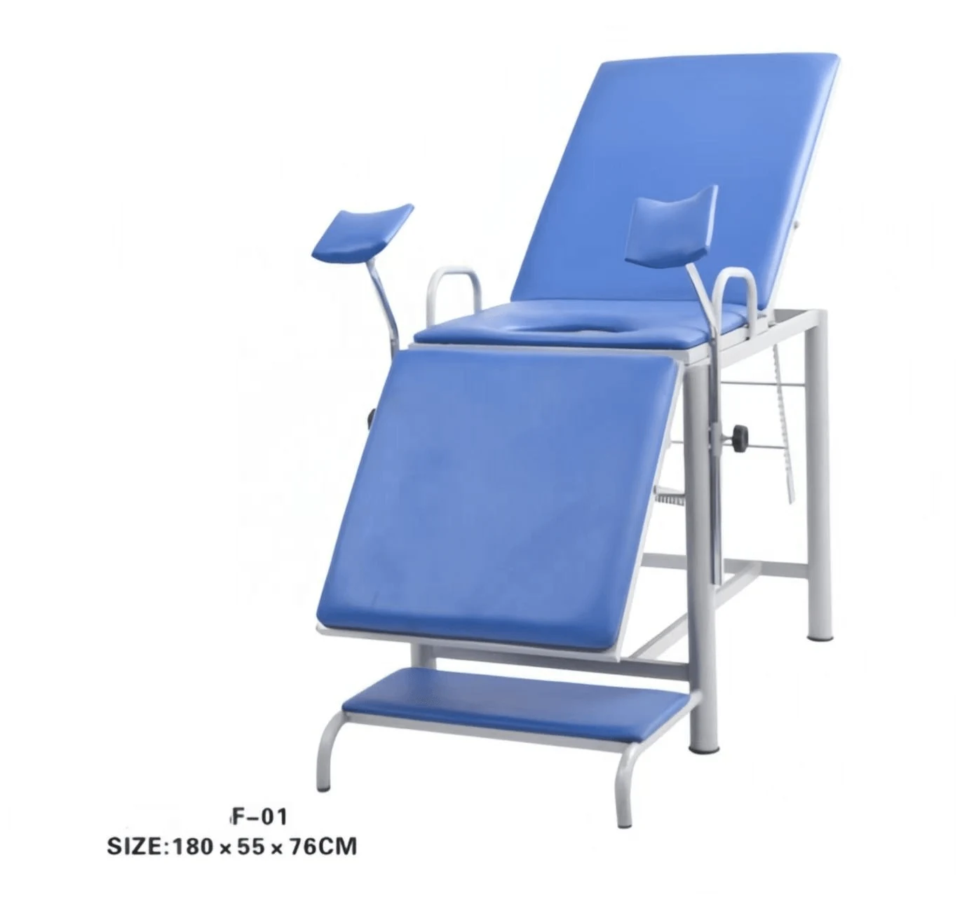 Examination bed foot switch and retractable caster detail