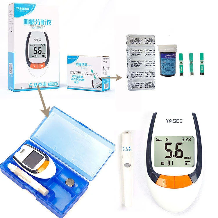 Blood glucose meter display showing a test result