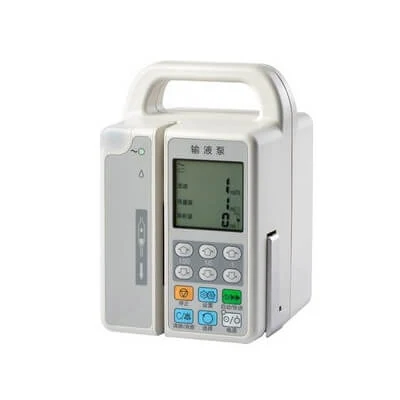 Infusion pump door opened to show the tubing channel