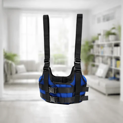 Lumbar traction belt adjustment straps and fastening