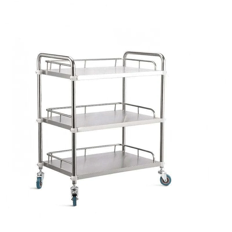 Medical cart castors and lower shelf detail