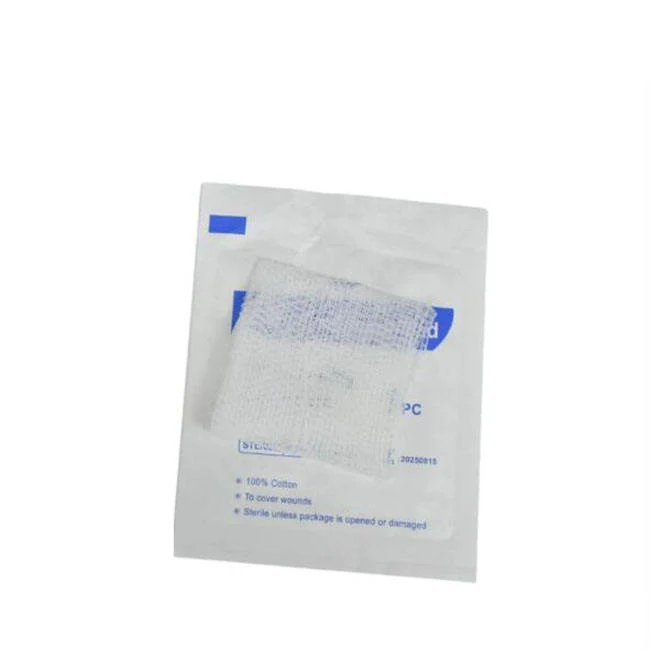 Medical gauze tape applied in a cross seal on a cotton pack