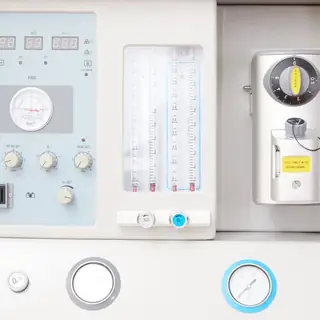 Anaesthesia machine side view with vaporiser mount