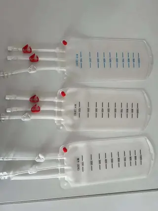 Triple blood bag set with preservation solution