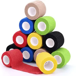 Elastic bandage applied to a joint for sprain compression