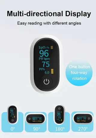 Pulse oximeter in use on a fingertip