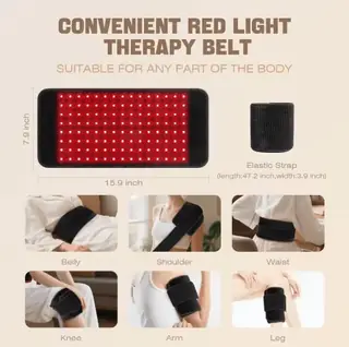 Heat therapy pad wrapped around the lower back