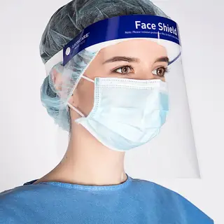 Medical face mask layers including the melt-blown filtration layer