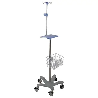 IV pole hooks holding infusion bags