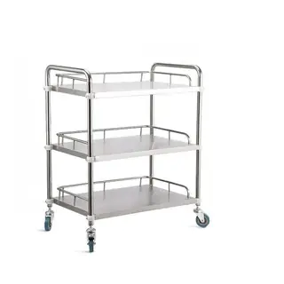 Medical cart castors and lower shelf detail