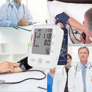 Upper arm blood pressure monitor packed for retail