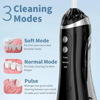 Water flosser handle with mode button and tank cover