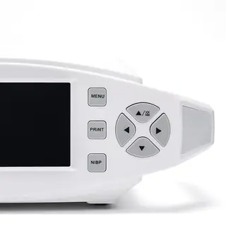 Vital sign monitor displaying ECG SpO2 and NIBP readings