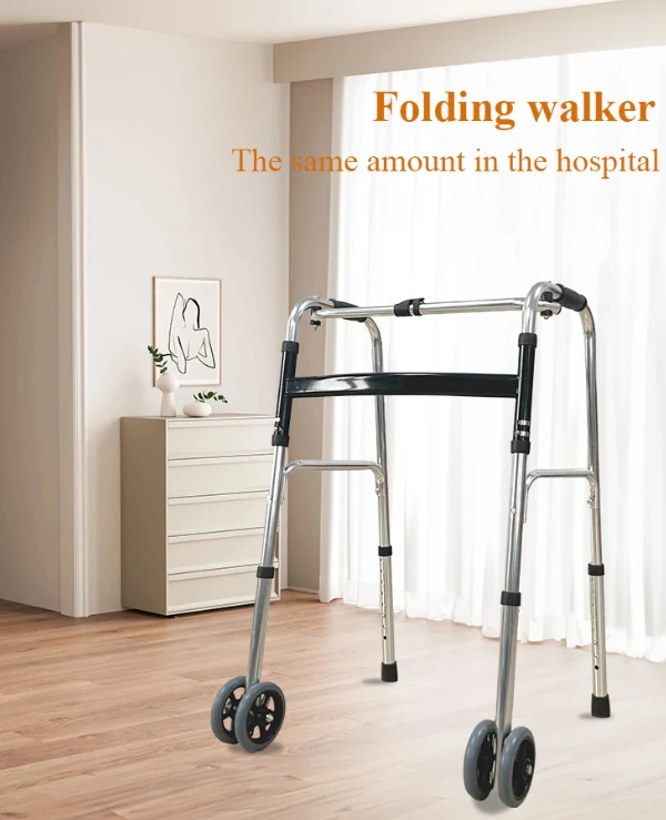 Walking aid frame folded for storage