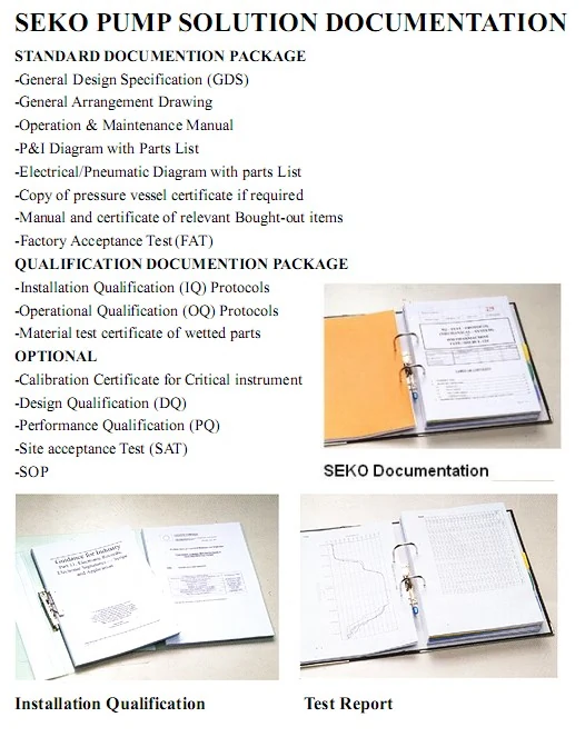 Documentation binders with installation qualification and test report covers