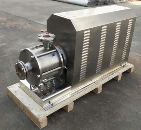 Inline emulsifier with stainless pump chamber and motor