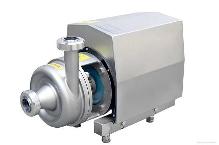 Stainless sanitary centrifugal pump with clamp connections and shrouded motor