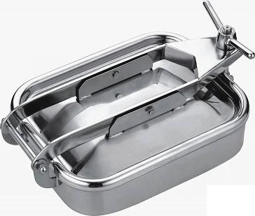 Rectangular stainless steel manhole cover with hinged arms