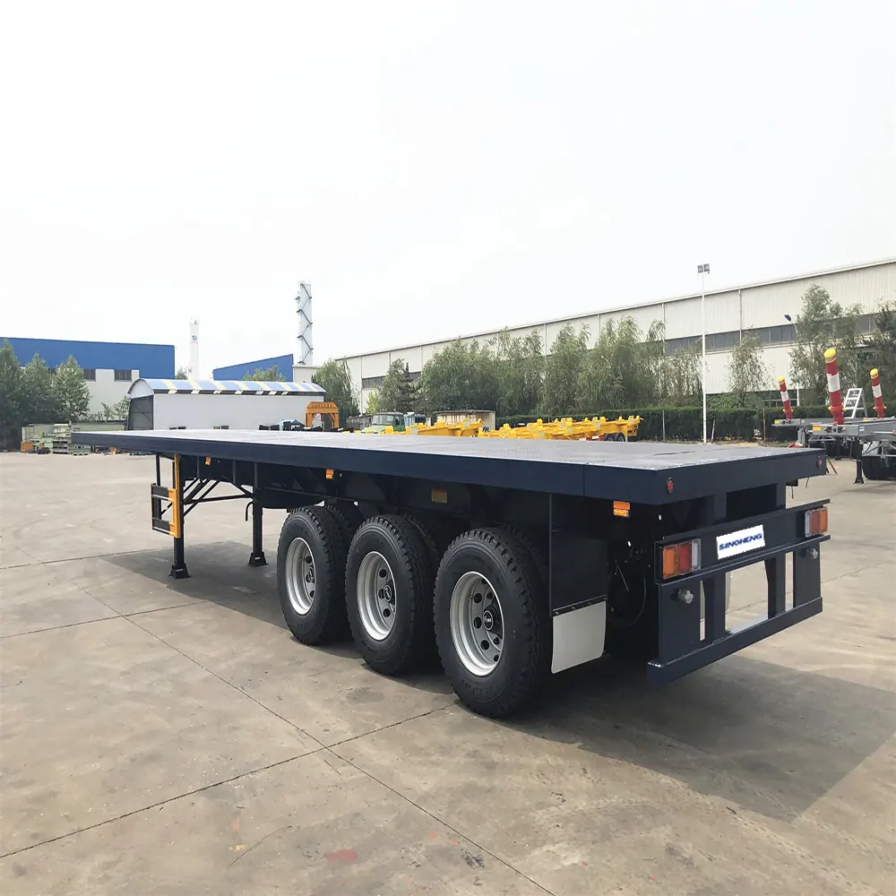 SINOHENG platform semi-trailer with hydraulic self loading tipping deck view 3