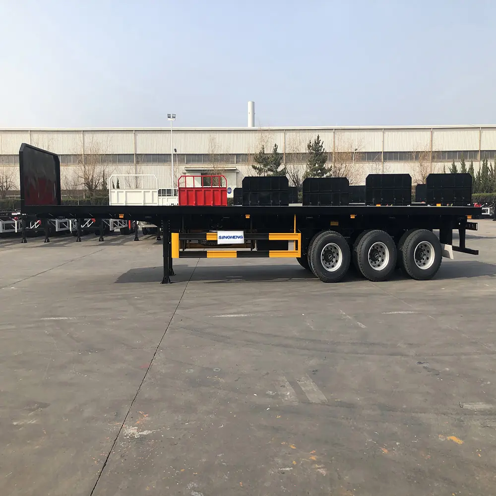 SINOHENG platform semi-trailer with hydraulic self loading tipping deck view 4