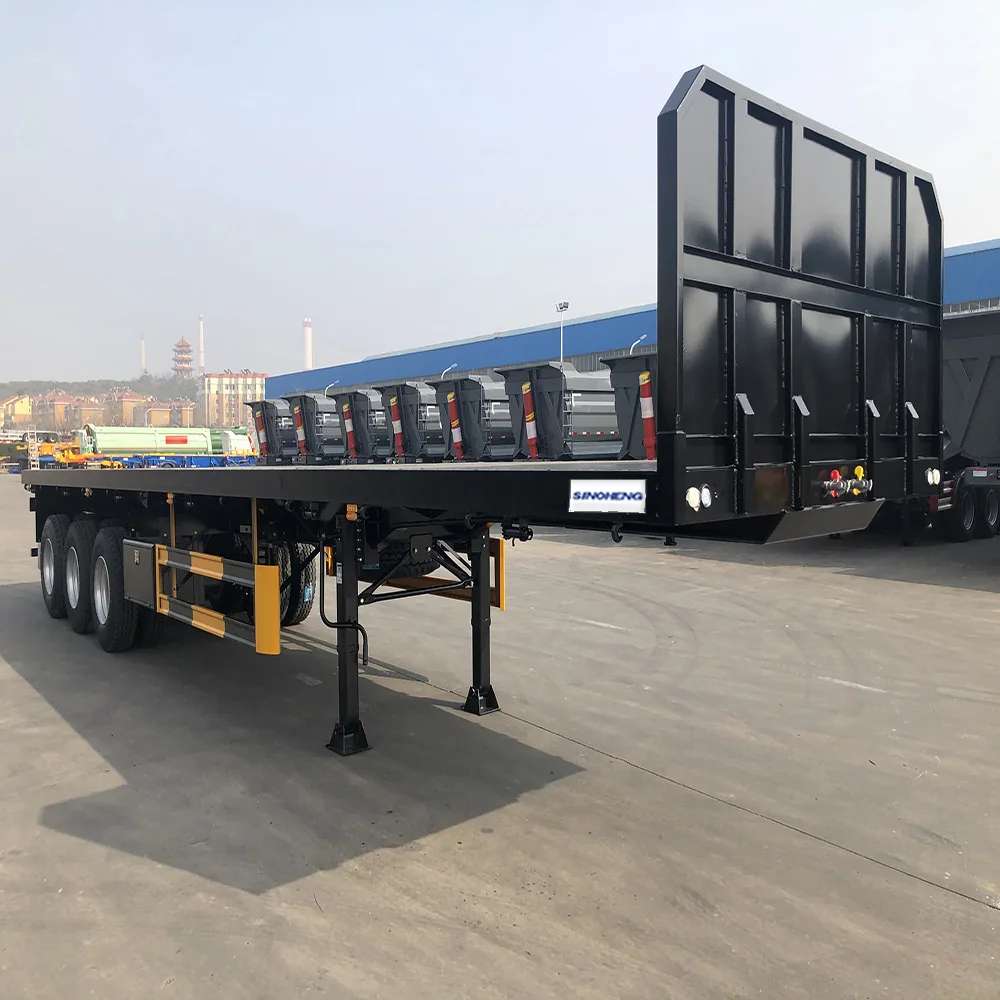 SINOHENG platform semi-trailer with hydraulic self loading tipping deck view 5