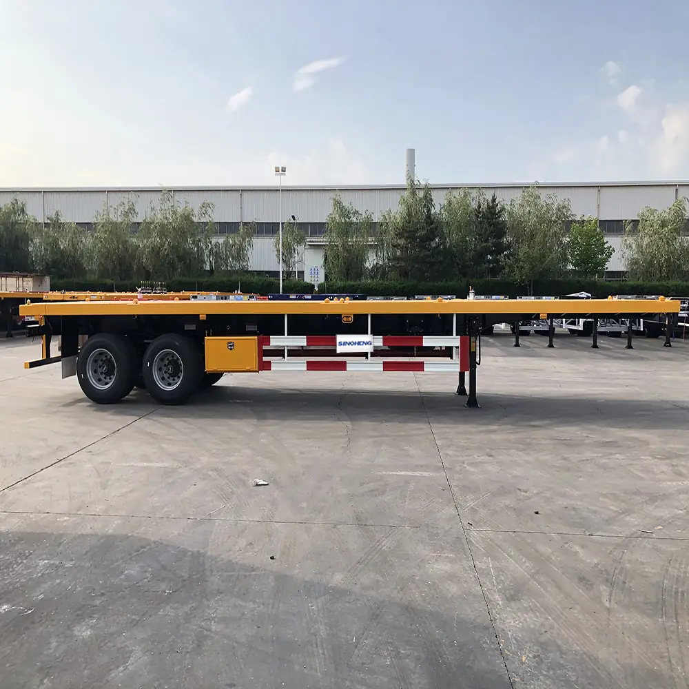 SINOHENG platform semi-trailer with hydraulic self loading tipping deck view 6