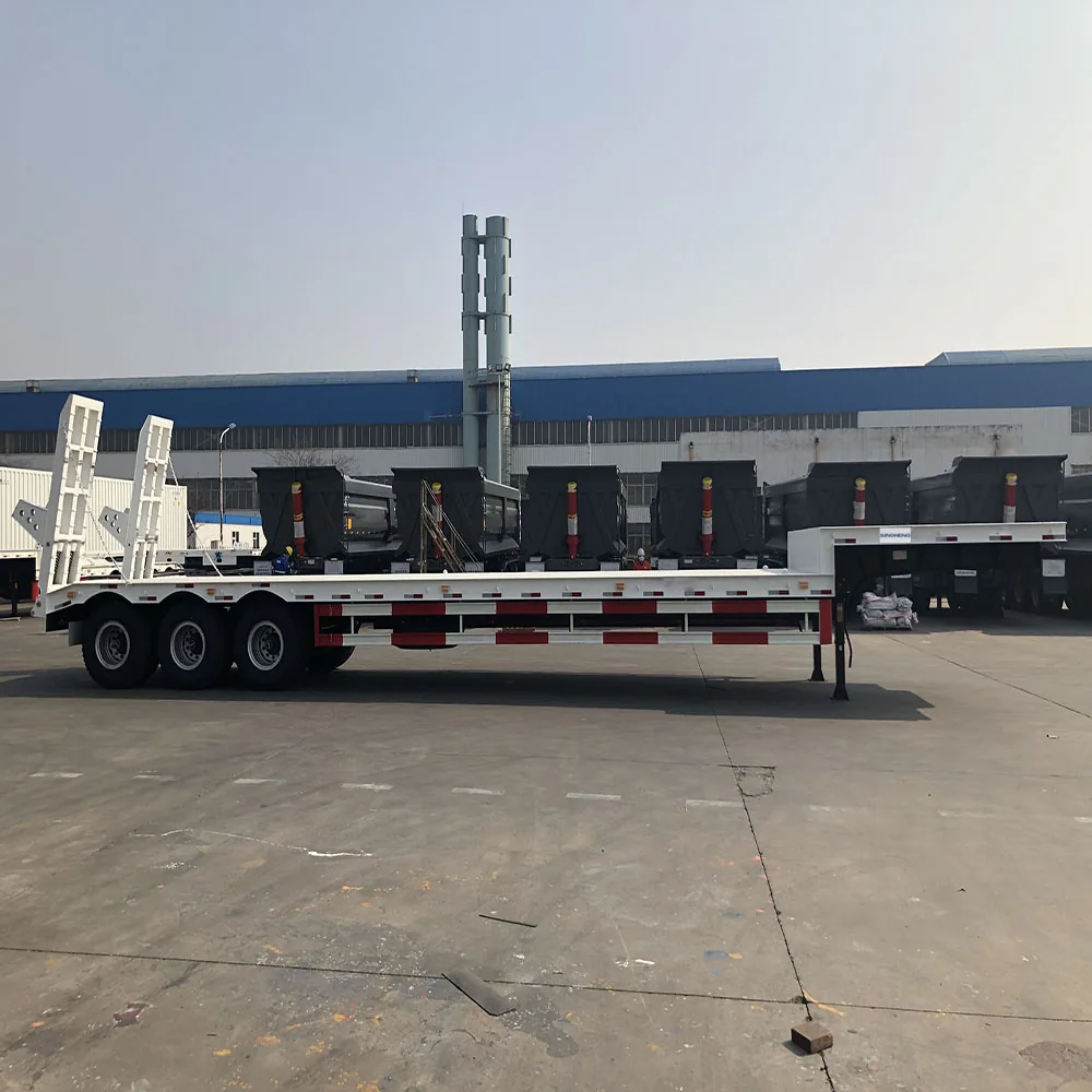 SINOHENG three axle low bed low flatbed semi-trailer with working platform