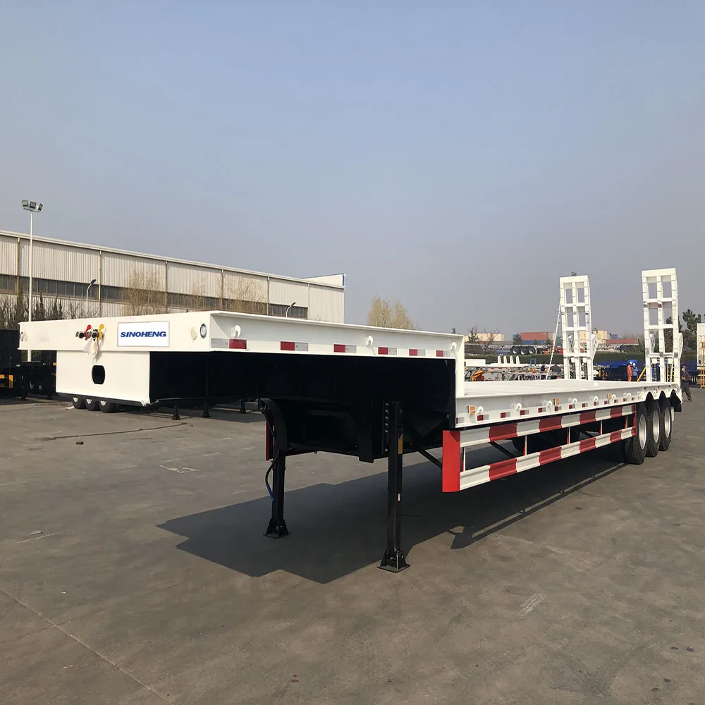 SINOHENG three axle low bed low flatbed semi-trailer with working platform view 2