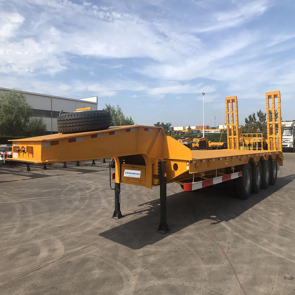 SINOHENG low loader lowbed trailer carrying an excavator view 2