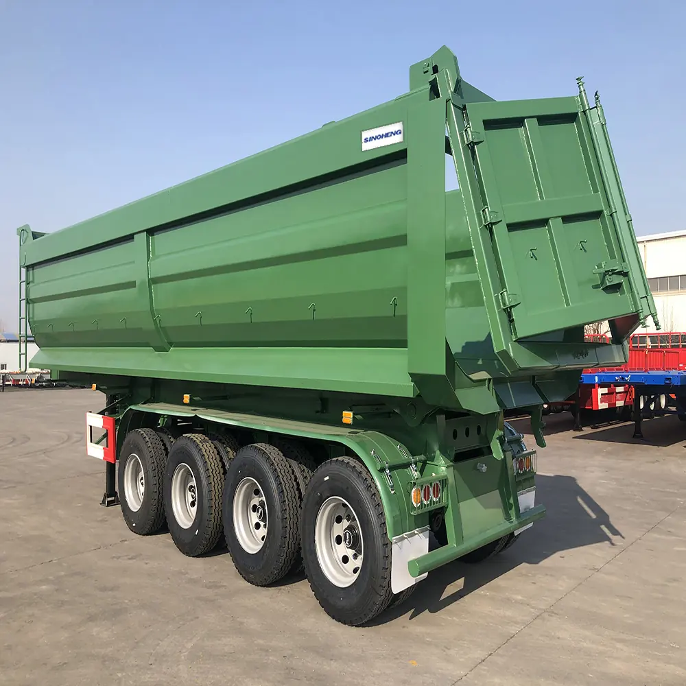 SINOHENG four axle end semi dump trailer with hydraulic cylinder raised
