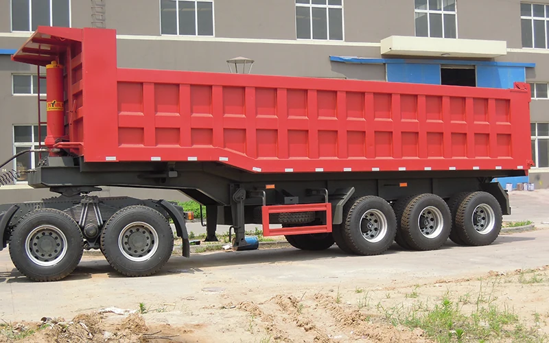 SINOHENG rear flip tipper semi-trailer with body raised for discharge
