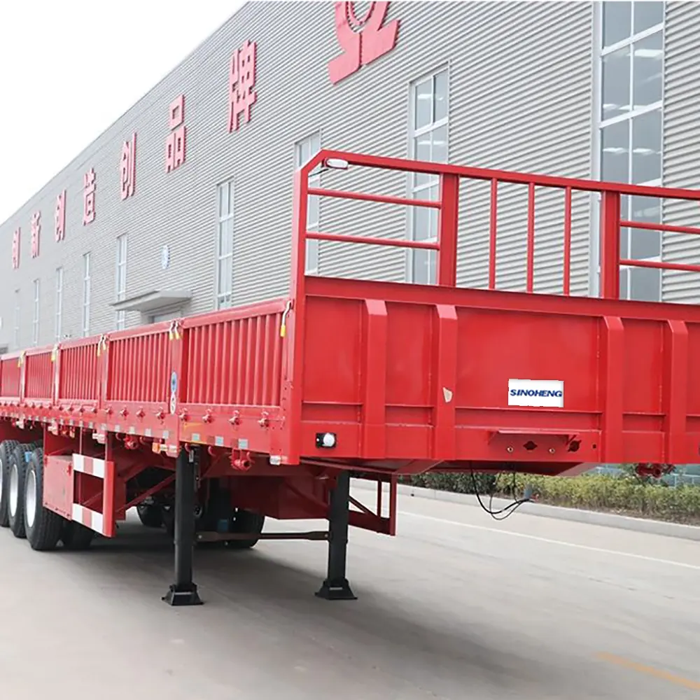 SINOHENG 13m drop side side tipper cargo semi-trailer tipping to one side view 3