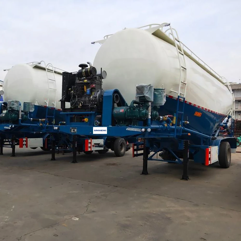SINOHENG three axle 45 square metre bulk cement powder tank semi-trailer view 2