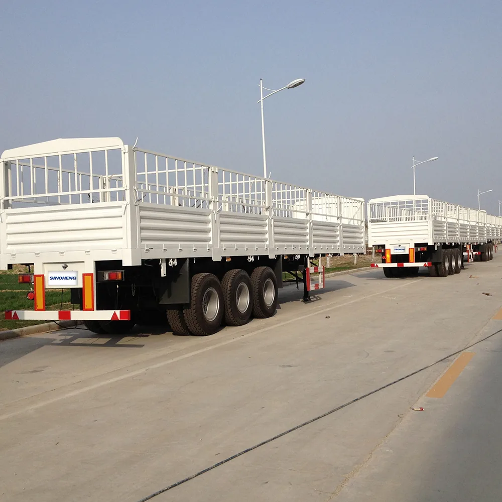 SINOHENG flatdeck interlink tandem dropside cargo semi-trailer combination view 2