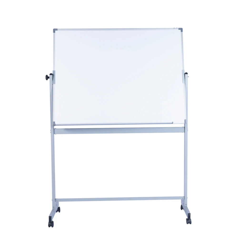 Pivot double side mobile whiteboard on a steel stand