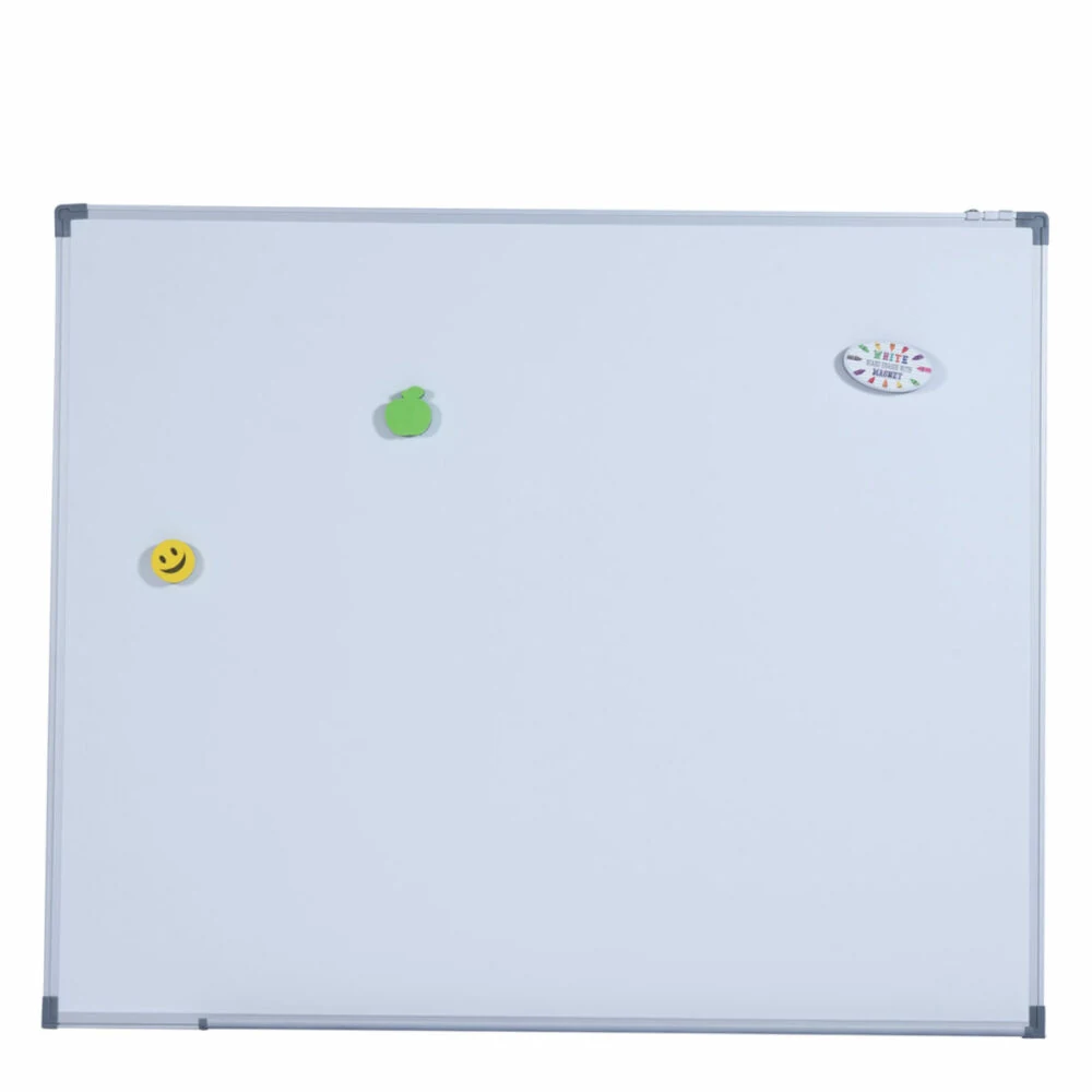 Melamine non magnetic whiteboard with aluminium frame and ABS corners